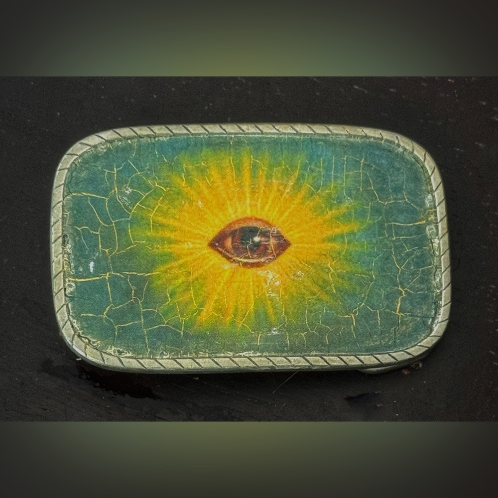 Vintage Evil Eye Pewter Belt Buckle
